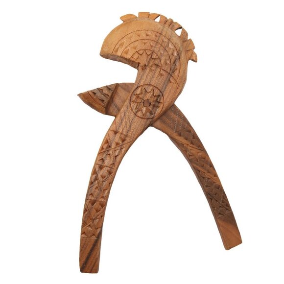 Vintage Other - Vintage Wooden Nutcracker Hand-Carved Rustic Etched Tool Mid Century Modern 60s